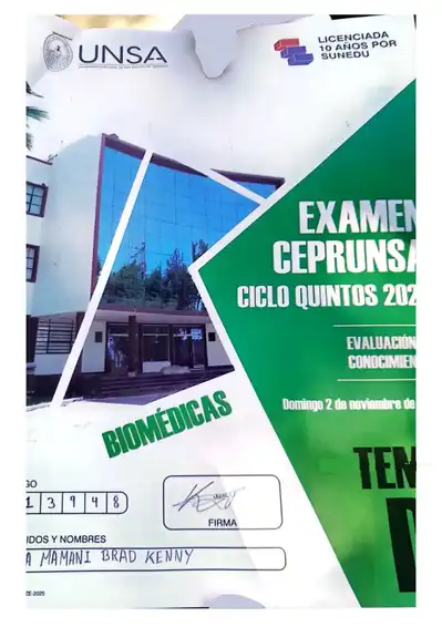 Examen CEPRUNSA CICLO QUINTOS 2026 BIOMÉDICAS